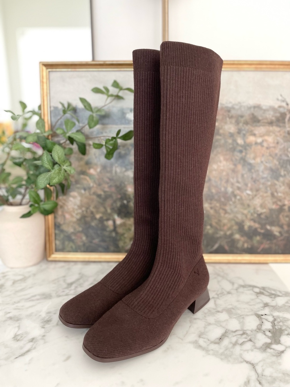 Vivaia Tara Pro Tall Brown Wool Boots Size 7.5 (38) Water Repellent Knee High